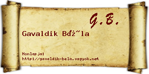Gavaldik Béla névjegykártya
